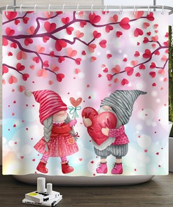 Valentine's Day Red Truck Love Tree Shower Curtain for Bathroom Decor