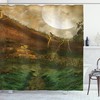Valley with Full Moon Landscape Shower Curtain for Serene Bathroom Decor
