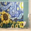 Van Gogh's Starry Night Sunflower Shower Curtain for Artistic Bathroom Decor