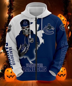 Vancouver Canucks All Over Print Zipper Hoodie For Fans