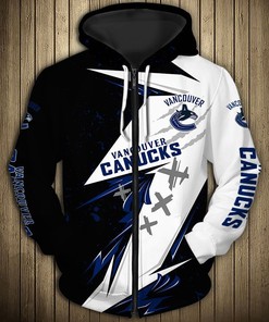 Vancouver Canucks Cartoon Graphic All Over Print 3D Zip Hoodie For Fans