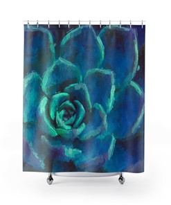 Variegated Cactus Shower Curtain, Perfect Plant Gift Home Decor by Vantaso