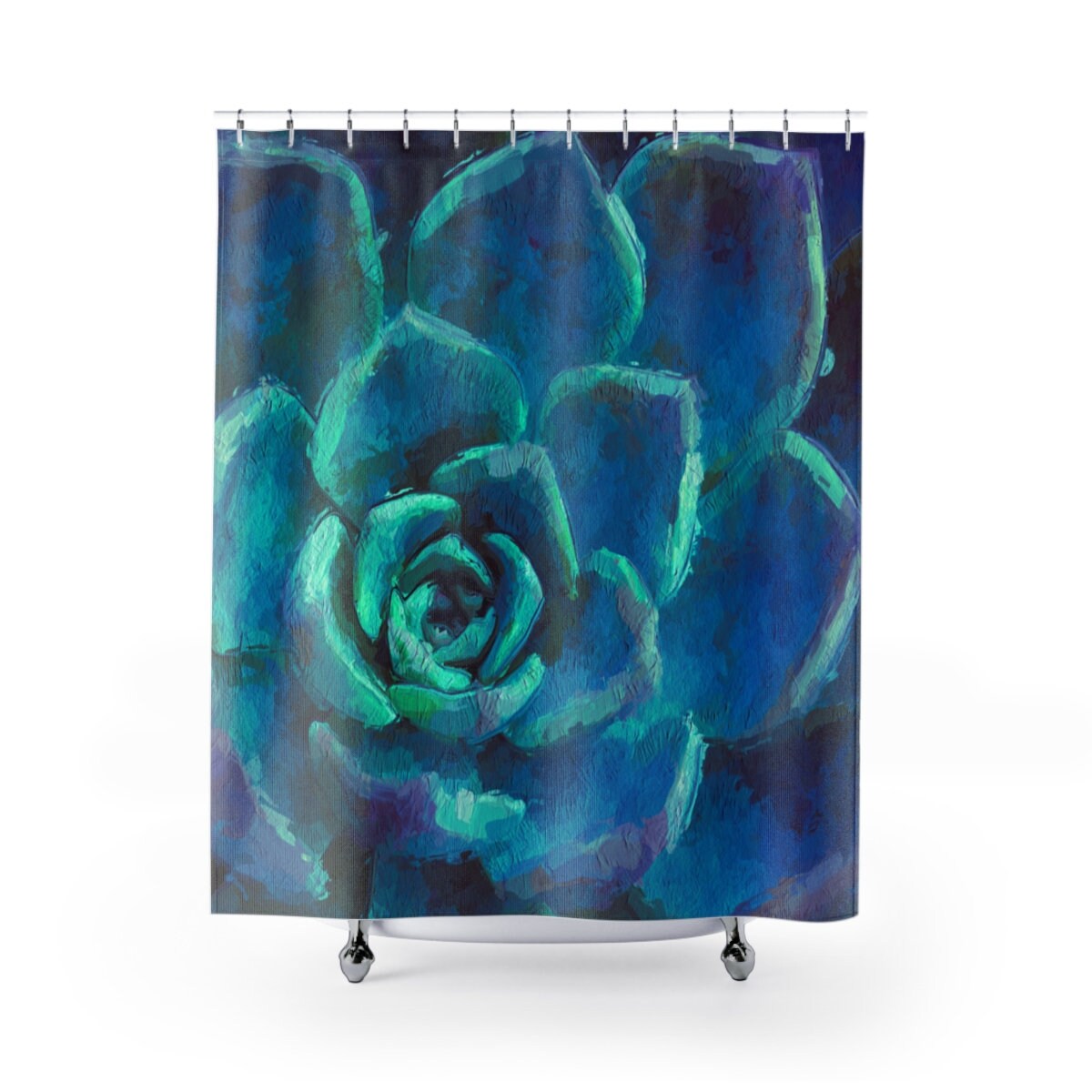 Variegated Cactus Shower Curtain, Perfect Plant Gift Home Decor by Vantaso