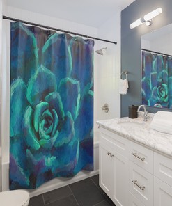 Variegated Cactus Shower Curtain, Perfect Plant Gift Home Decor by Vantaso