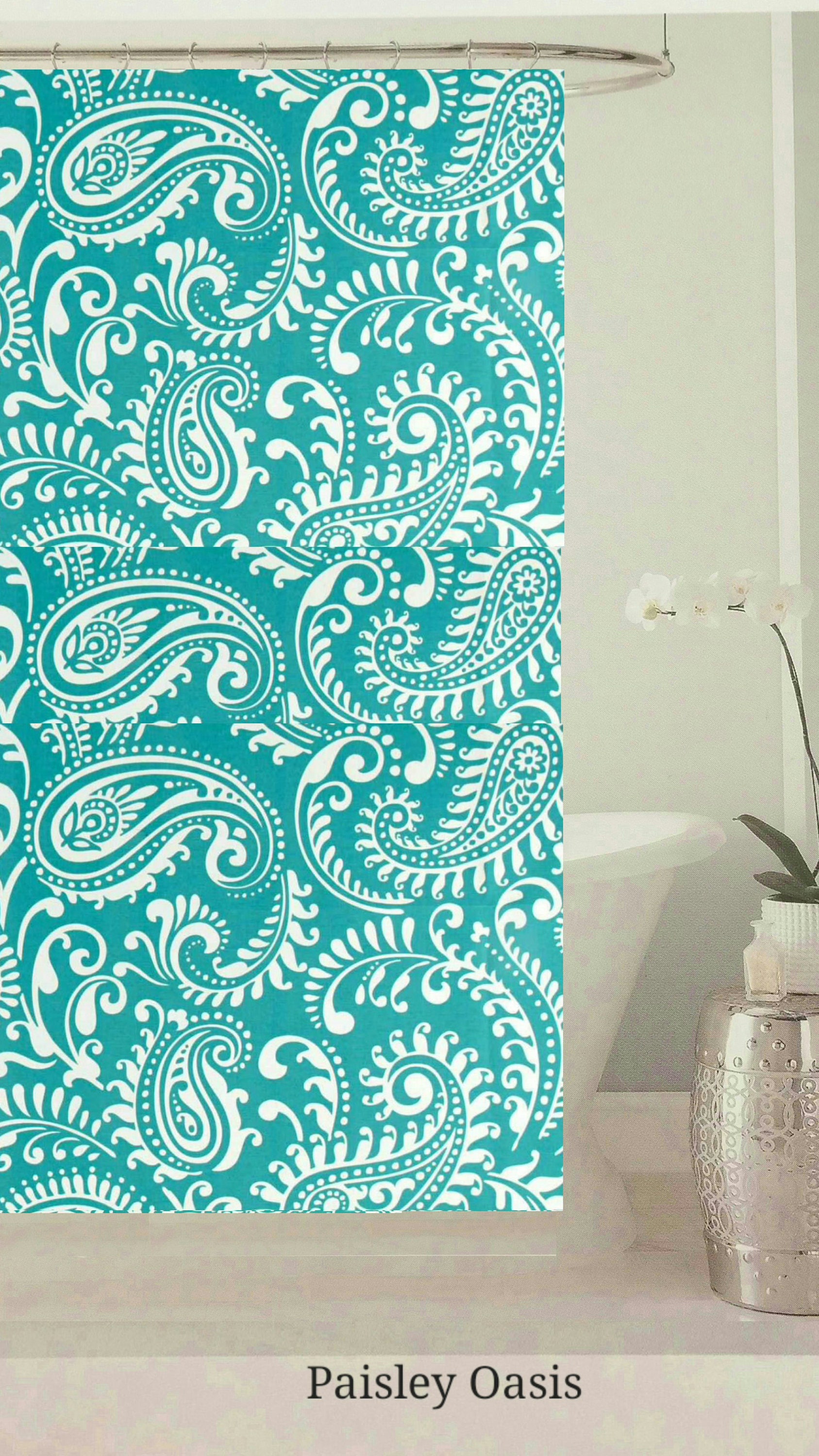 Variety Shower Curtain with Lagoon, Paisley, Damask, Peacock, Floral and Geometric Patterns, 72x72