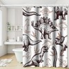 Various Dinosaurs Sketch Pattern Tan Shower Curtain for Dinosaur World Theme Kids Bathroom Decor