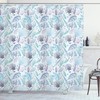 Various Sea Shell Pattern Underwater Bubbles Ocean Maritime Print Nautical Shower Curtain In Pale Blue Purple