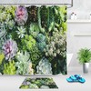 Various Succulents Plants Pattern Print Waterproof Fabric Shower Curtain For Bathroom