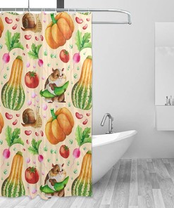 Vegetable Garden Hamsters Shower Curtain - Waterproof Fabric Bath Accessory by WELLDAY