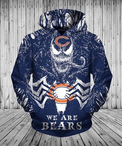 Venom Themed Chicago Bears Pullover Hoodie - Perfect Gifts For Fans