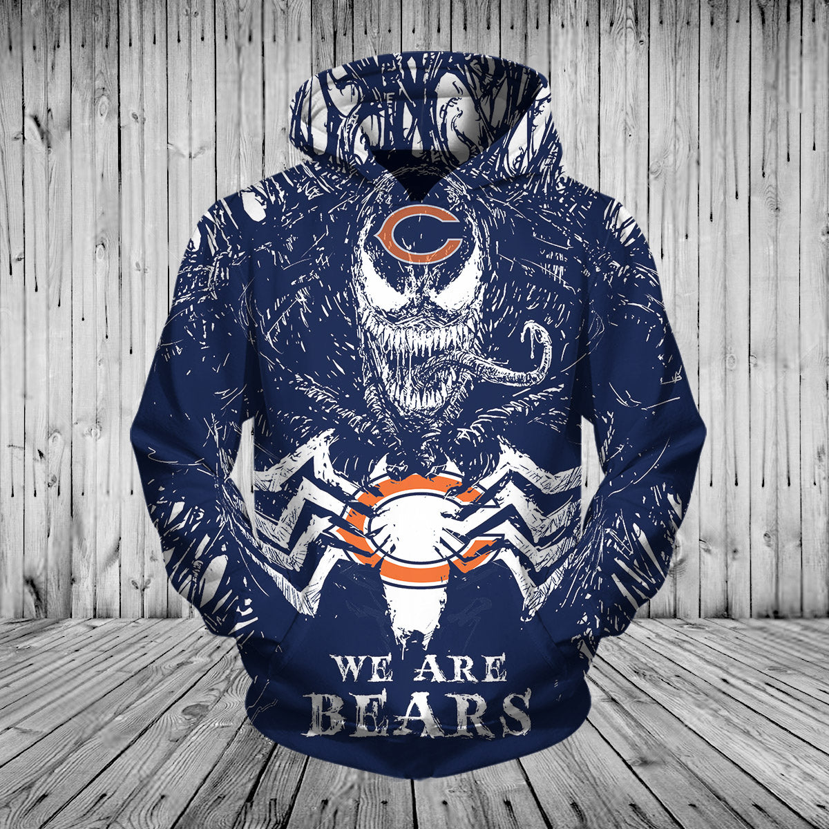 Venom Themed Chicago Bears Pullover Hoodie - Perfect Gifts For Fans