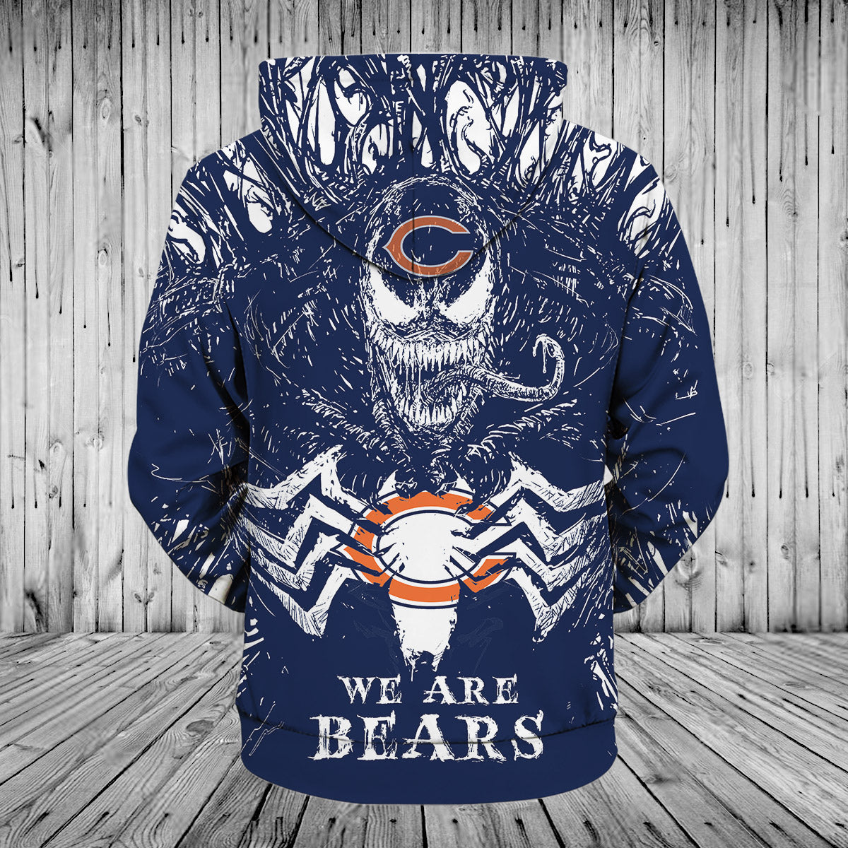 Venom Themed Chicago Bears Pullover Hoodie - Perfect Gifts For Fans