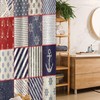 Vermilion Blue Maritime And Marine Life Design Vintage Sailor Knot Anchor Motifs Stall Shower Curtain