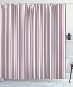 Vertical Line Art Print Shower Curtain For Contemporary Bathroom