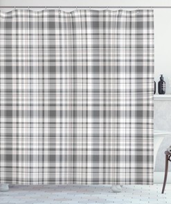 Vertical Line Square Print Shower Curtain For Modern Bathroom