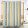 Vertical Minimalist Blue And Yellow Vintage Geometry Line Shower Curtain For A Classic Look