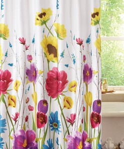 Vibrant And Colorful Garden Spring Flowers On Prisma Bathroom Shower Curtain