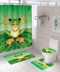 Vibrant And Fun Frog Shower Curtain For Bathrooms - A Perfect Addition To Your Bathroom Decor