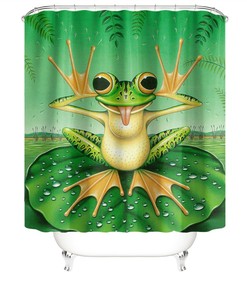 Vibrant And Fun Frog Shower Curtain For Bathrooms - A Perfect Addition To Your Bathroom Decor