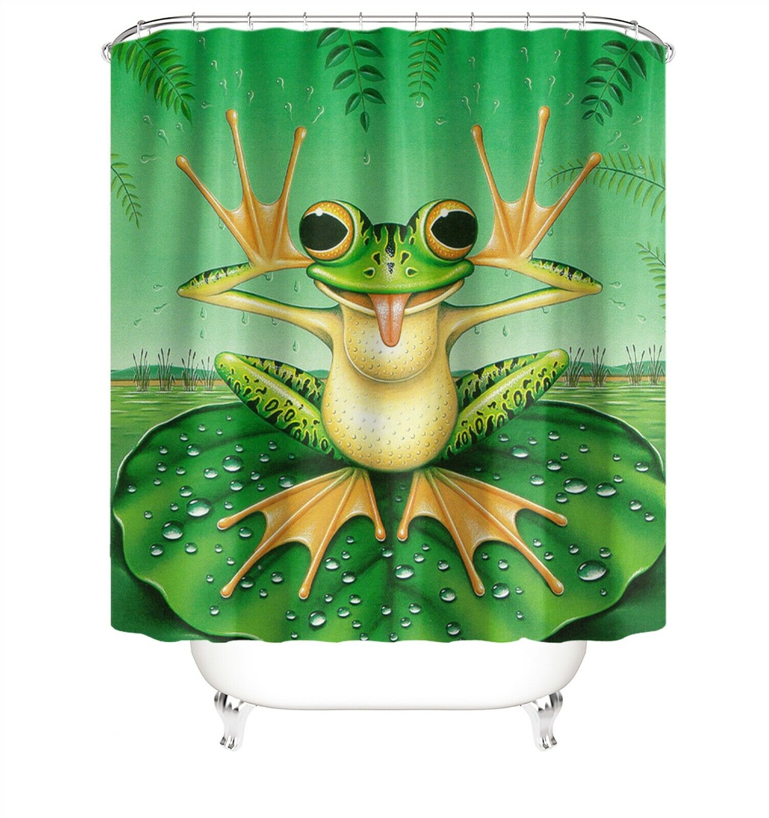 Vibrant And Fun Frog Shower Curtain For Bathrooms - A Perfect Addition To Your Bathroom Decor