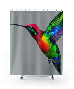 Vibrant Birds And Flowers Hummingbird Shower Curtain For Bathroom