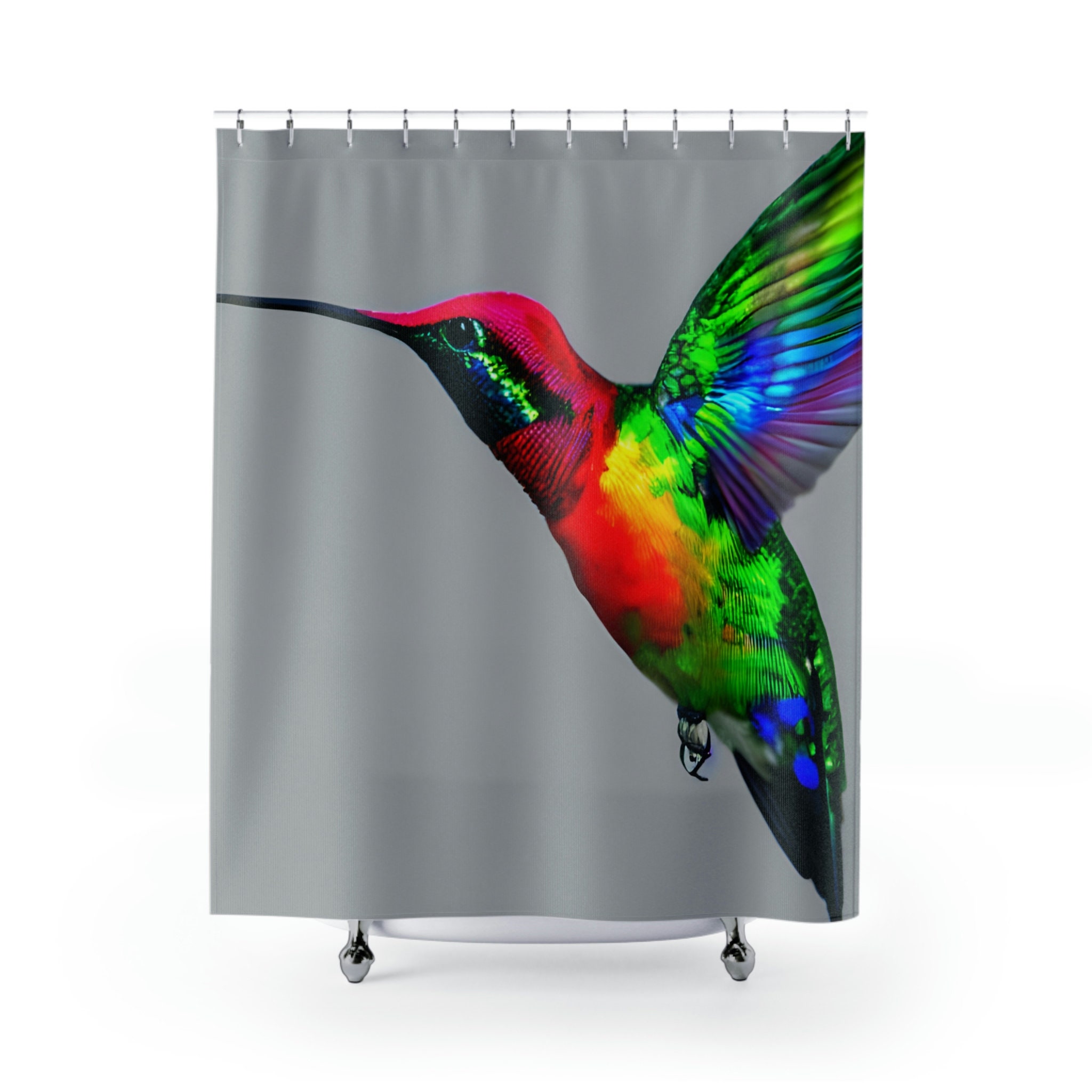 Vibrant Birds And Flowers Hummingbird Shower Curtain For Bathroom