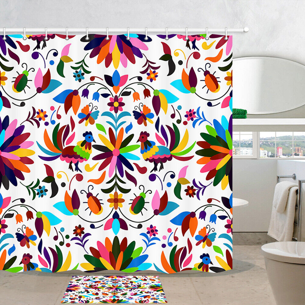 Vibrant Birds and Insects Shower Curtain