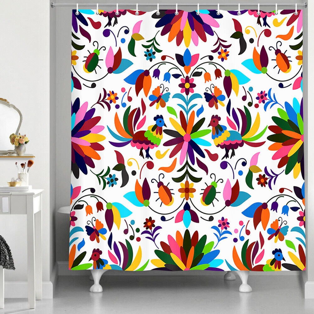 Vibrant Birds and Insects Shower Curtain