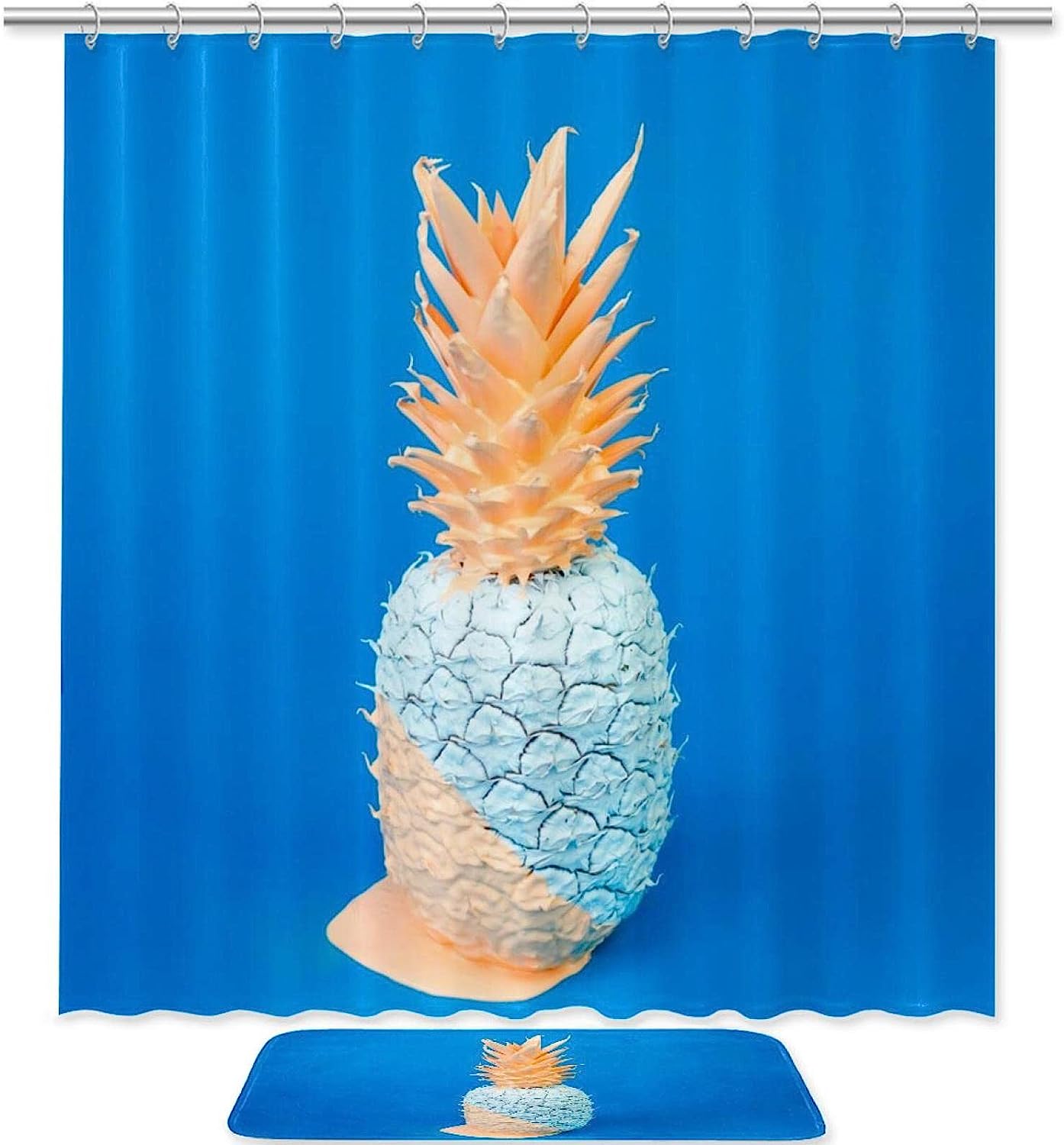 Vibrant Blue Pineapples Waterproof Shower Curtain
