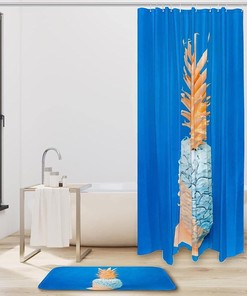 Vibrant Blue Pineapples Waterproof Shower Curtain