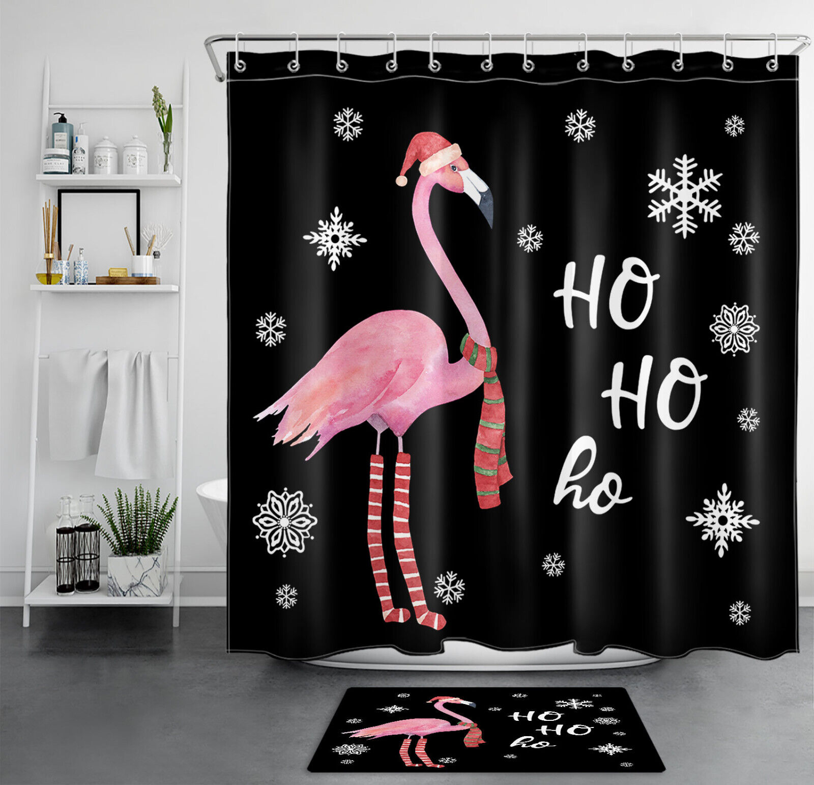 Vibrant Blue Snowflake Print Waterproof Shower Curtain Bathroom Decor