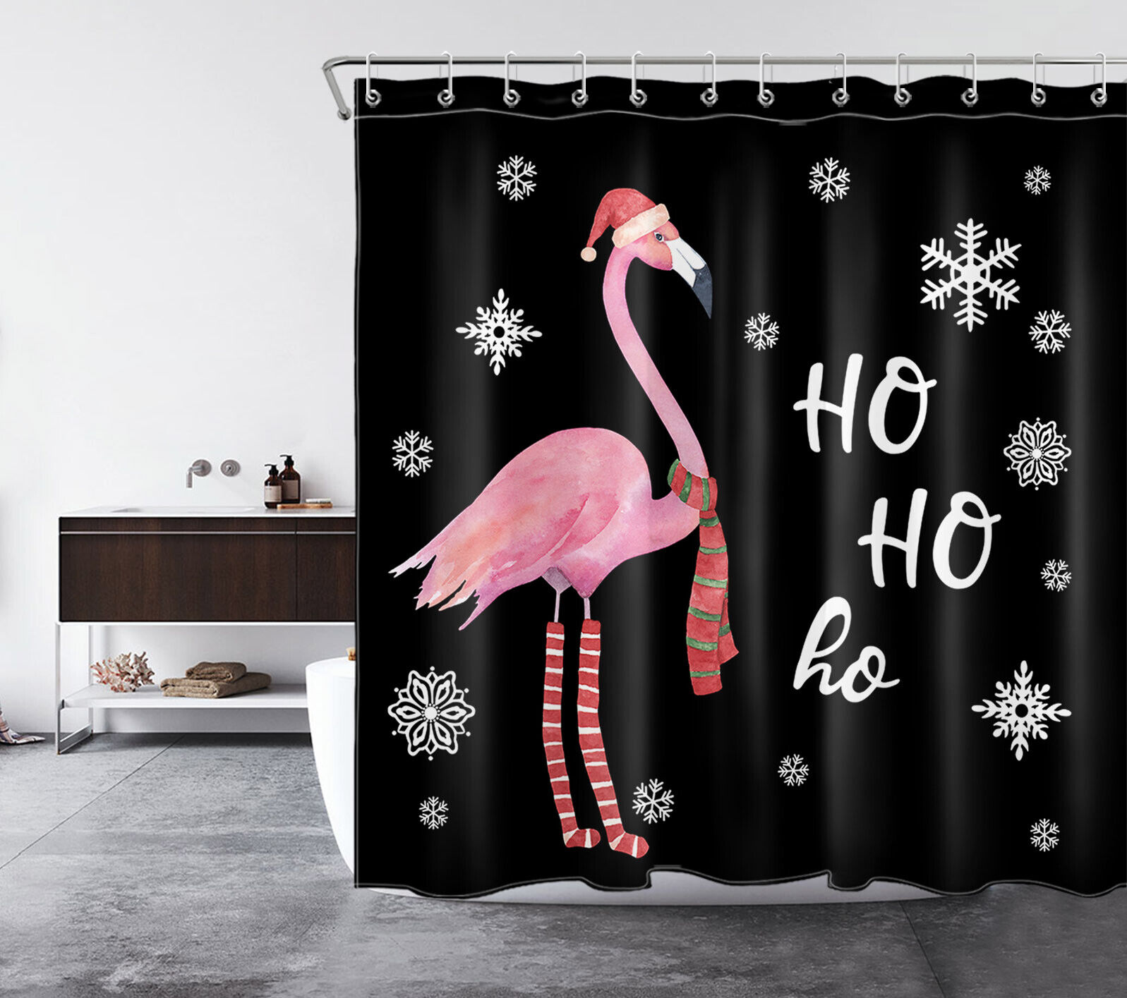 Vibrant Blue Snowflake Print Waterproof Shower Curtain Bathroom Decor