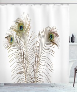 Vibrant Boho Feathers Print Shower Curtain - Colorful Bathroom Decor