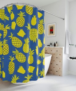 Vibrant Botanical Fruit Pineapple Shower Curtain