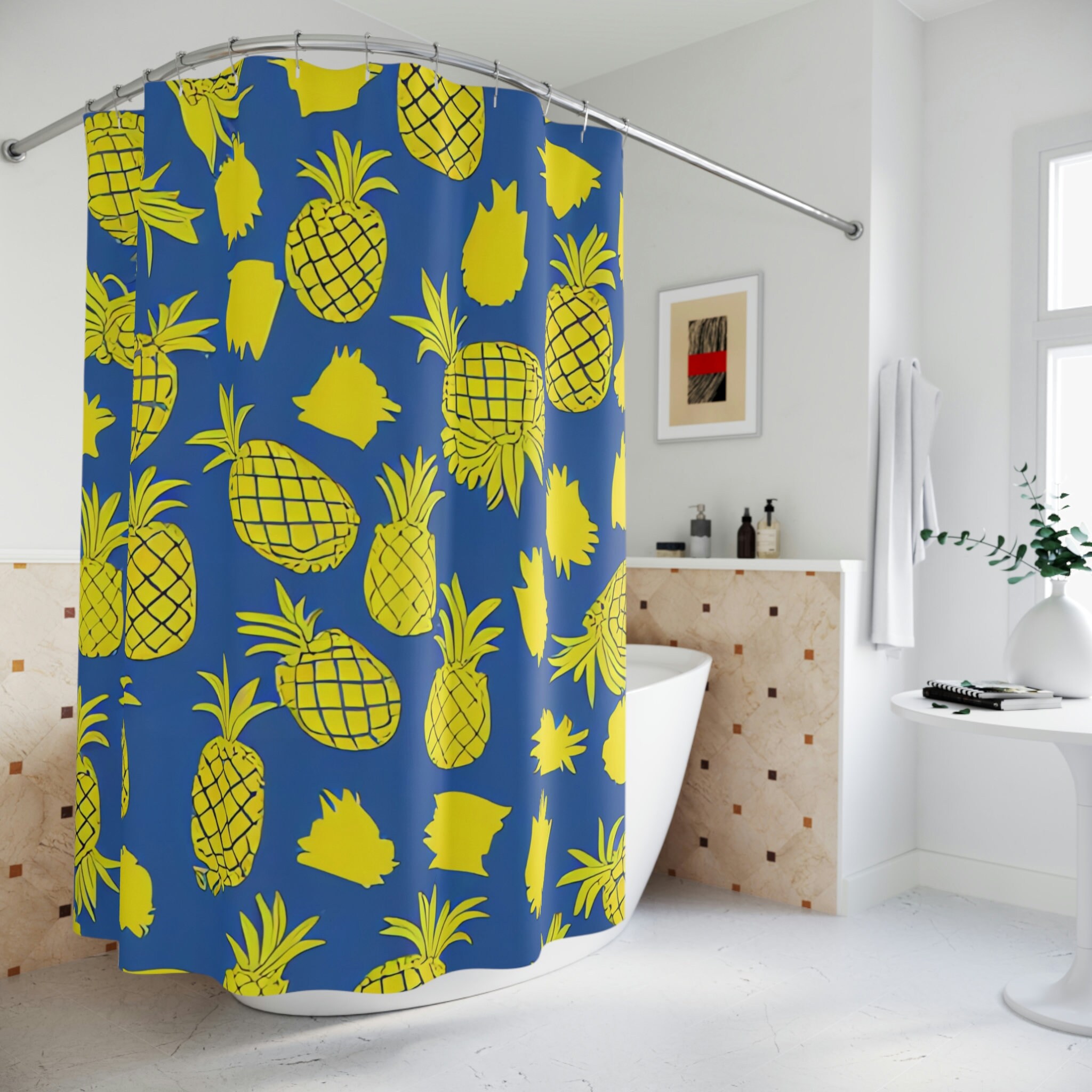 Vibrant Botanical Fruit Pineapple Shower Curtain