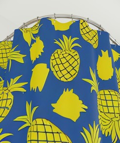 Vibrant Botanical Fruit Pineapple Shower Curtain
