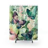 Vibrant Botanical Print Butterfly Garden Watercolor Shower Curtain For Refreshing Bathroom Decor