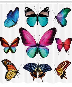 Vibrant Butterflies Set Print Shower Curtain for a Fun and Whimsical Bathroom Decor