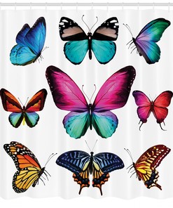 Vibrant Butterflies Set Print Shower Curtain for a Fun and Whimsical Bathroom Decor