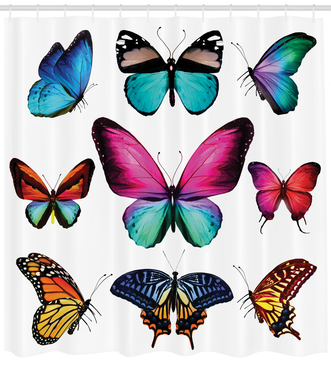 Vibrant Butterflies Set Print Shower Curtain for a Fun and Whimsical Bathroom Decor