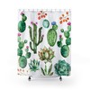 Vibrant Cactus Bath Curtain With Succulent Shower Design For Farmhouse Decor