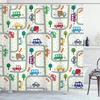 Vibrant Cars Driving On Roads Traffic Urban Themed Shower Curtain - Cloth Fabric Bathroom Decors