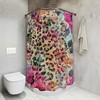 Vibrant Cheetah Shower Curtain With Flower Design