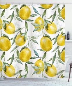 Vibrant Citrus Plants Garden Print Shower Curtain For Bathroom 