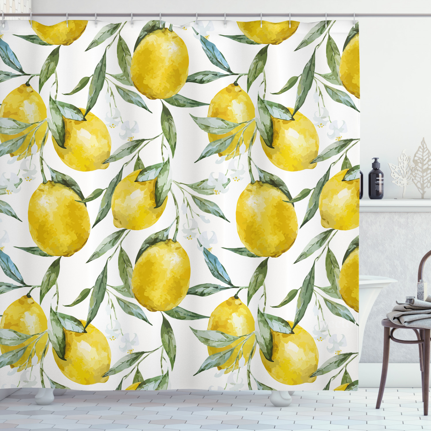 Vibrant Citrus Plants Garden Print Shower Curtain For Bathroom