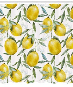 Vibrant Citrus Plants Garden Print Shower Curtain For Bathroom