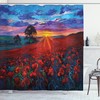 Vibrant Colorful Poppy Flower Garden Print Shower Curtain For Cheerful Bathroom Decor