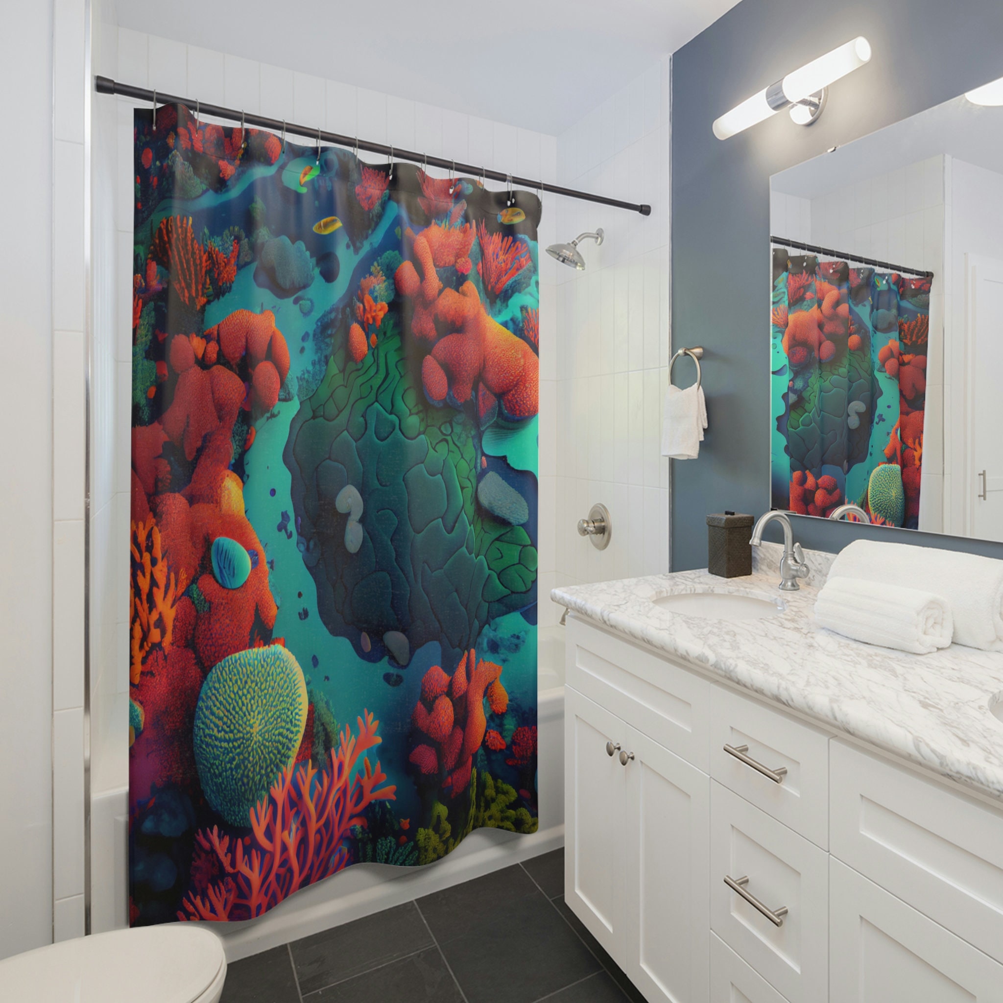 Vibrant Coral Reef Shower Curtain