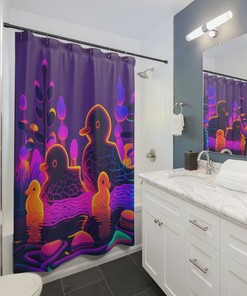 Vibrant Duck Family Shower Curtain for Whimsical Bathroom Decor, 60x72 - Kids Bathroom Shower Curtain
