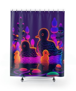 Vibrant Duck Family Shower Curtain for Whimsical Bathroom Decor, 60x72 - Kids Bathroom Shower Curtain
